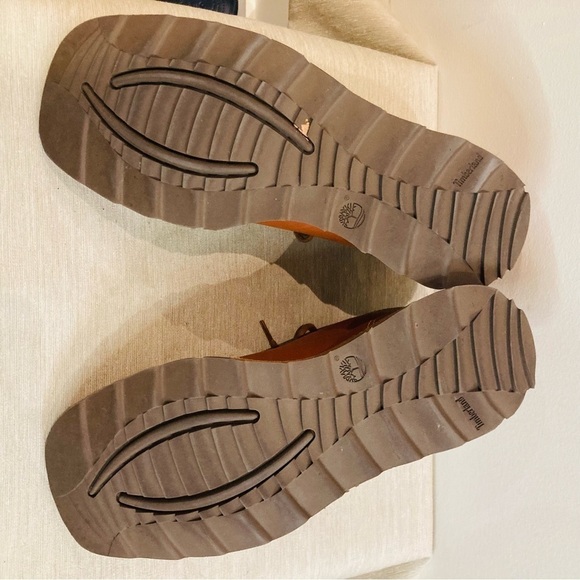 TIMBERLAND Sz 9 Leather Lace Up Square Toe Lug Rubber Sole Chukka Desert Boots - Picture 7 of 11